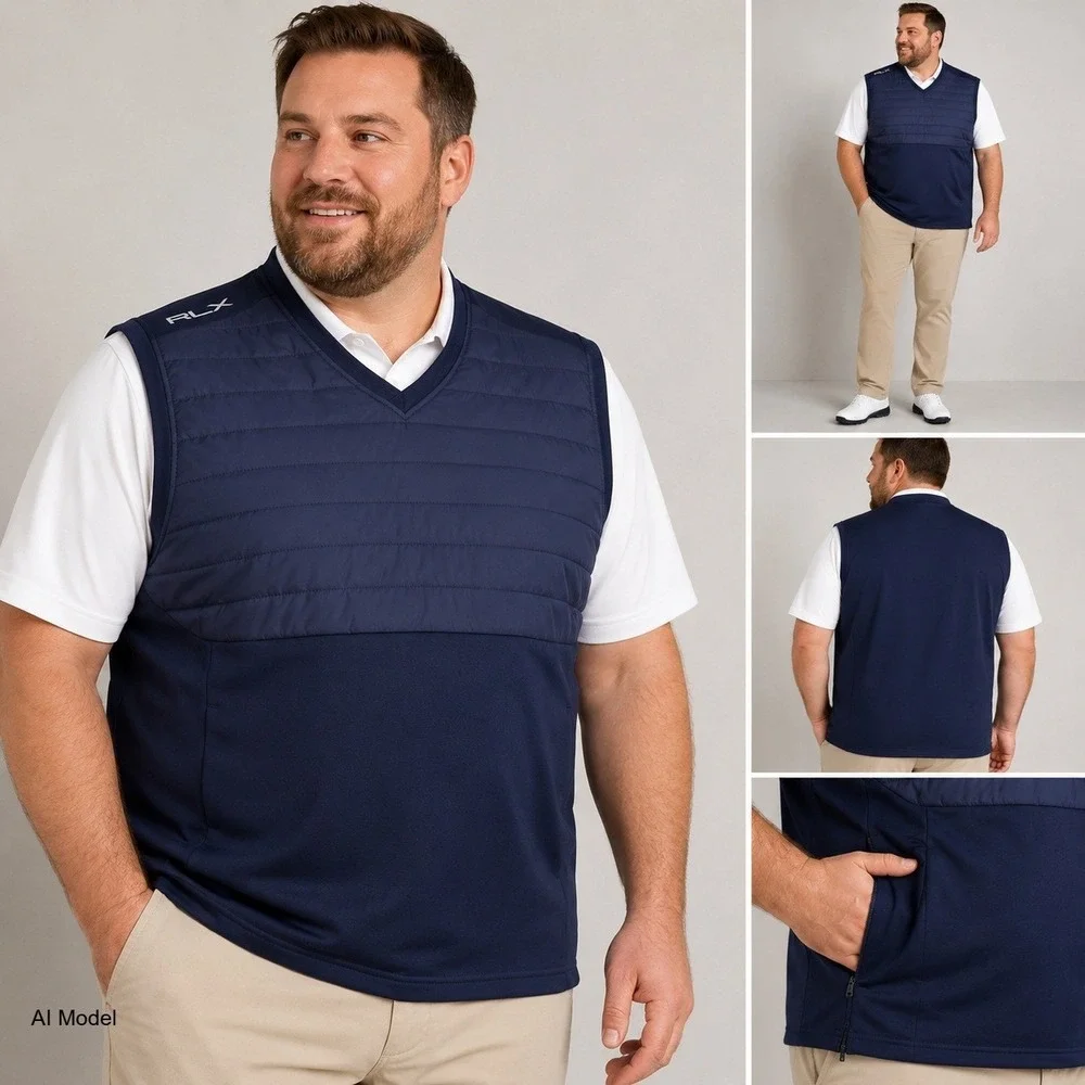 RLX Ralph Lauren Hybrid Quilted Golf Vest 3XL Navy Performance Pullover